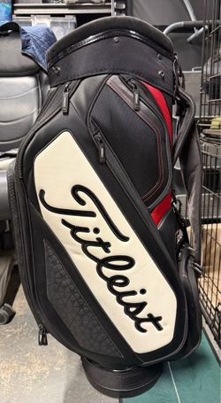 Titleist Mid Size Premium Tour Golf Staff Bag Black Red & White Cart 6 Way