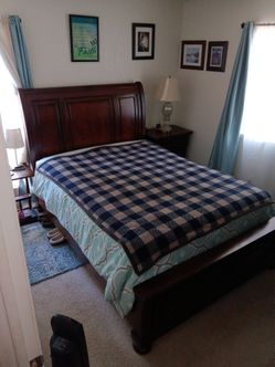 Cherry Wood Extra Long Queen Size Bed Frame