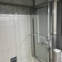 Open Wide Fold Back Glass Tub Shower Doors
