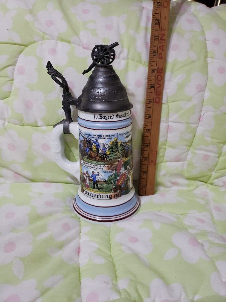 Antique  German Military Regimental   Beer Stein)