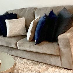 Gray Fabric couch With 2 Side Decorative Pillows 