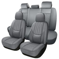 Full Coverage PU Leather Car Seat Covers Full Set with 5 Seats