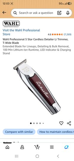 Wahl Professional Cordless Detailer Li Trimmer, T-Wide Blade