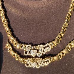 18 K Gold I LOVE YOU XOXO HUGS&KISSES SET