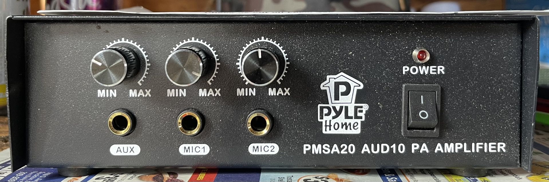 Compact PA Public Address Amplifier, Multi-Source 1/4’’ Audio/Microphone Inputs (50 Watt)