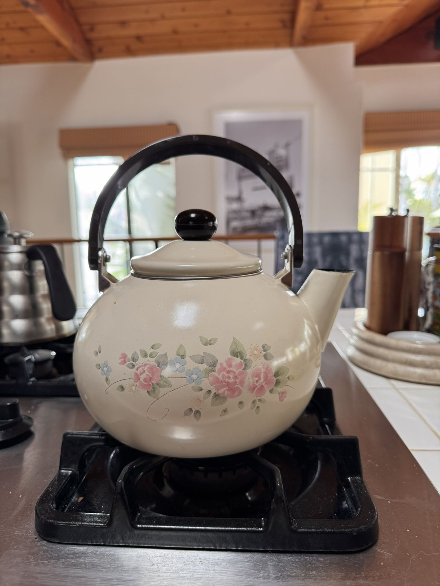 Antique vintage Floral Teapot Kettle
