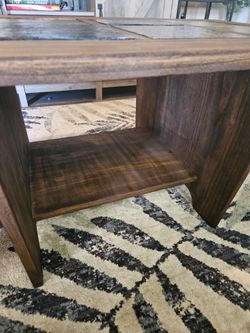 Wood End Table with Lower Shelf