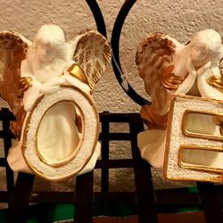 Vintage Dicksons Bisque Porcelain Noel Angels  Like New In Box 