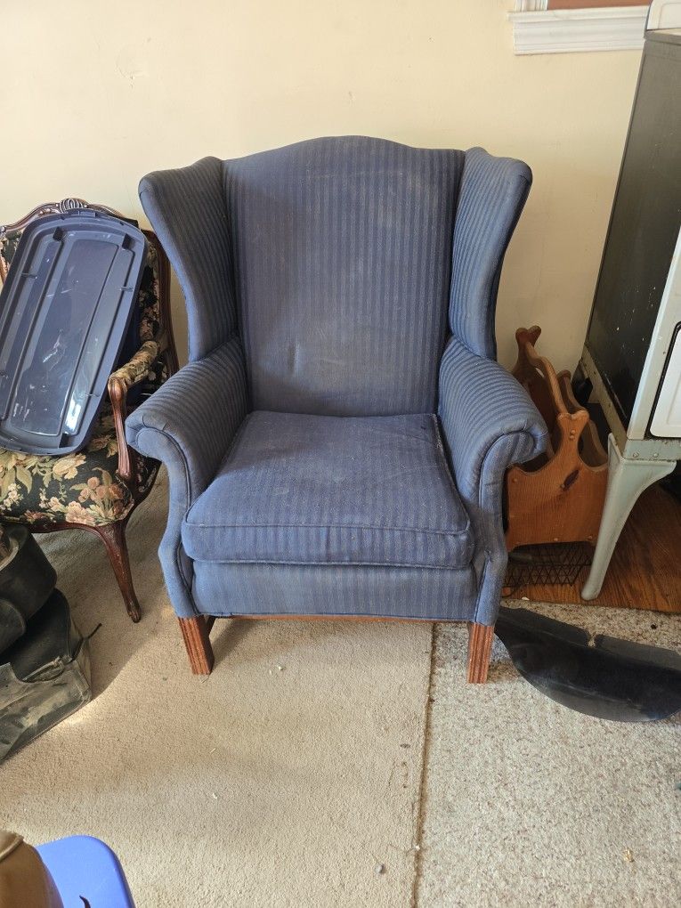 Blue Striped Arm Chair