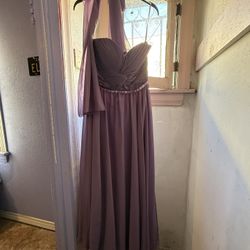 Long Purple Strapless Dress 