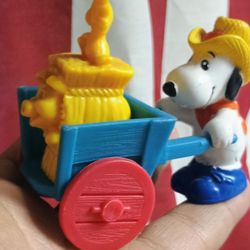 Vintage McDonalds Snoopy and Woodstock with Cart 1989