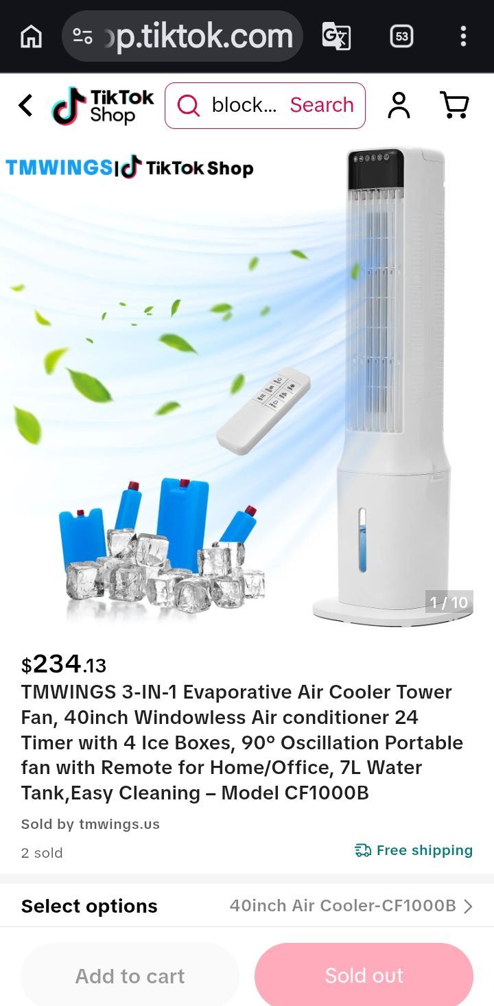 3 in 1 evaporative air cooler humidifier tower fan retail $235