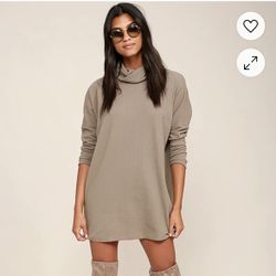 Lulus Scheme of Things Taupe Long Sleeve Dress, Small