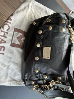 Micheal Kors Black & Gold Leather Satchel