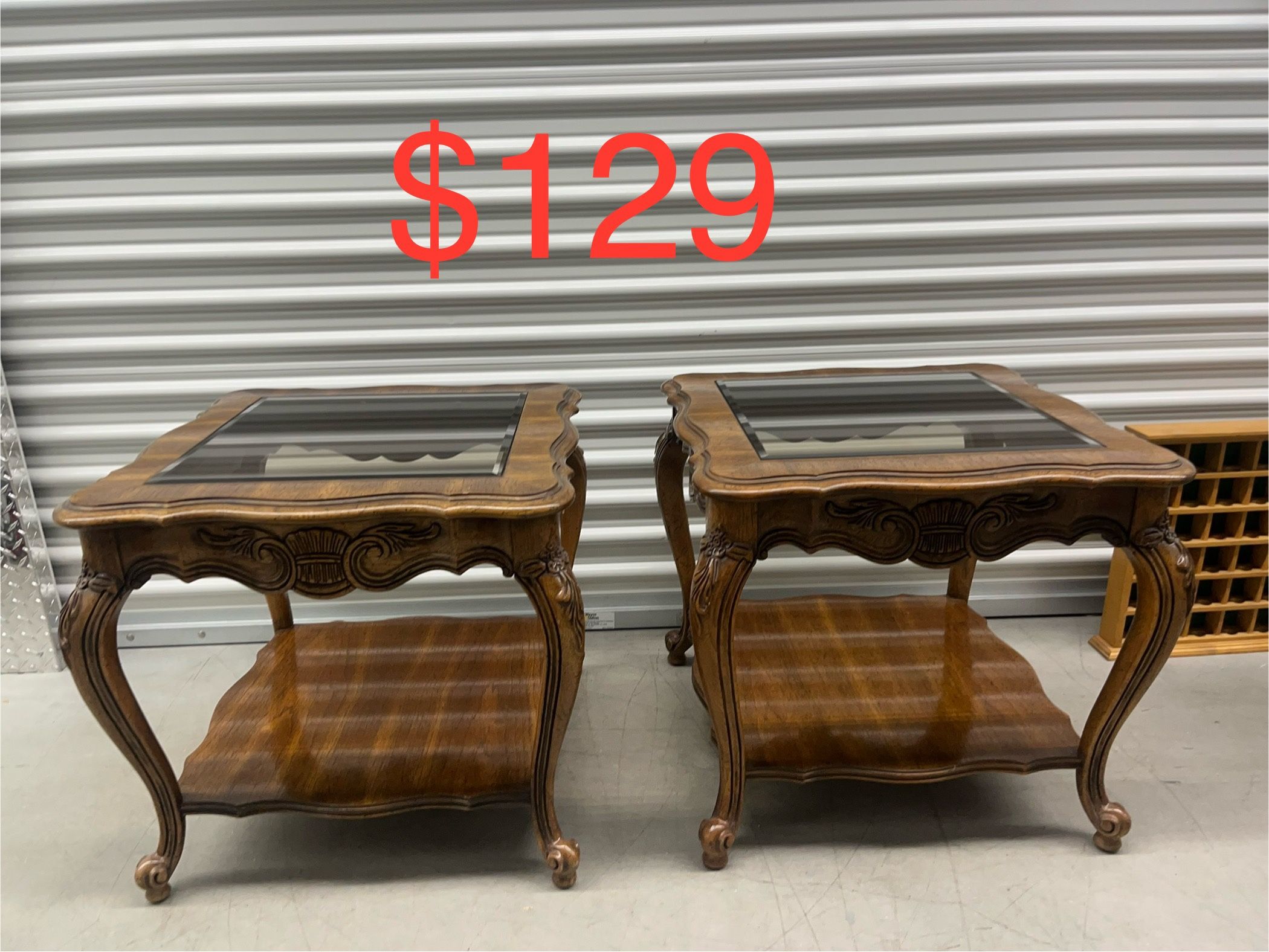 Pair Of Beautiful Vintage Solid Wood End Tables