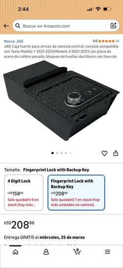 Caja fuerte para armas de consola central: consola compatible con Tesla Modelo Y 2021-2024/Modelo 3 2021-2023 con placa de acero de calibre pesado, bl