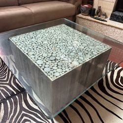 Wood Table With Glass Table Top