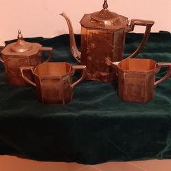  Art Deco SILO Quadruple Silver Plate 5 piece Set 