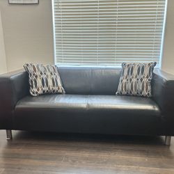 Like New! IKEA Black Leather Sofa Couch