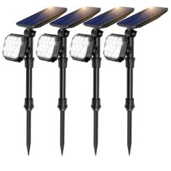 Cool White Solar Spotlight, 22 LED Landscape Lighting Waterproof Solar Flood Lights Pack Of 4