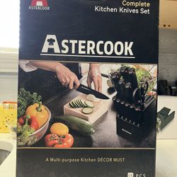 Astercook 15 Piece Kitchen Knives Set (new)