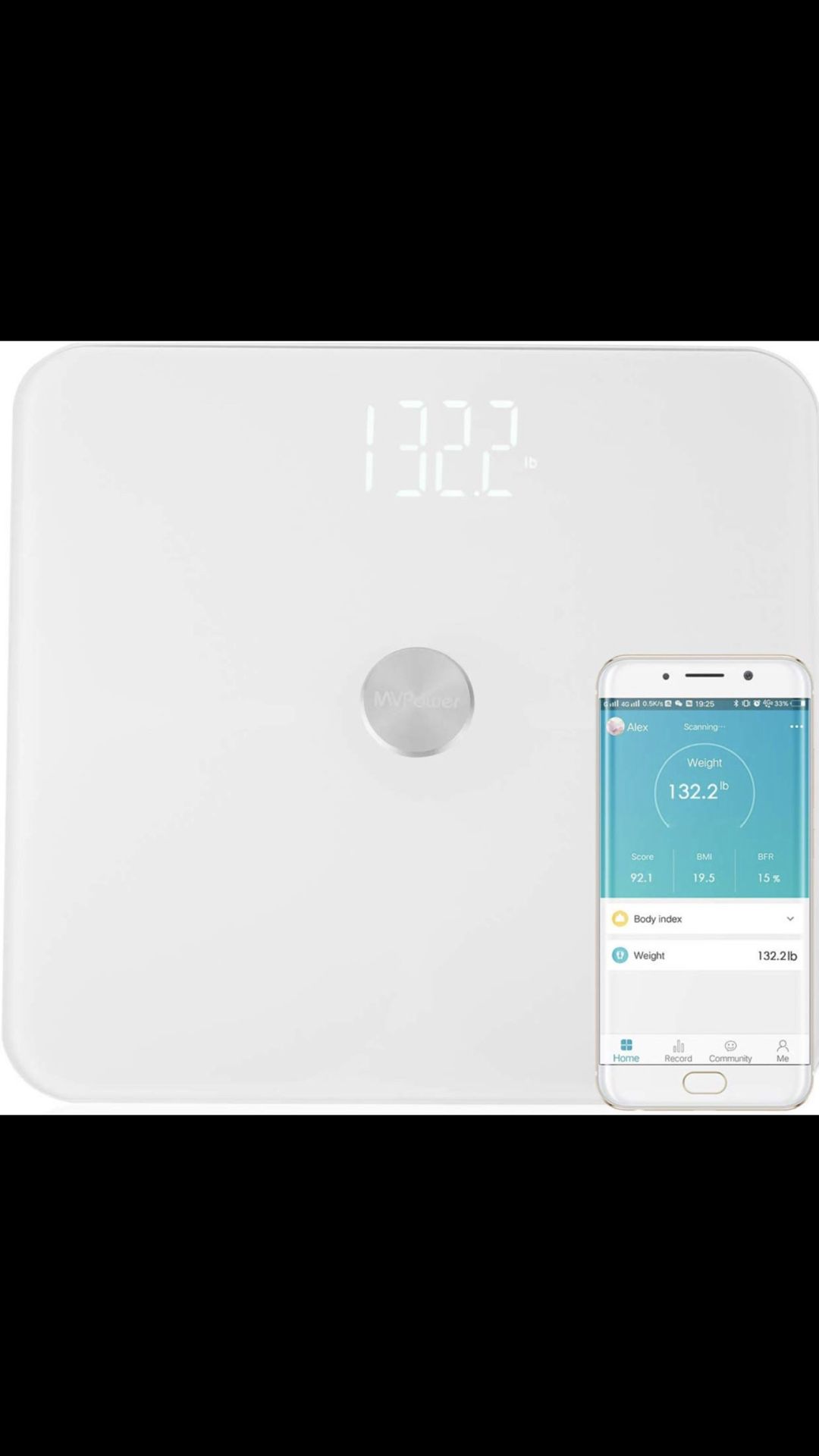 MVPower Bluetooth Body Fat Scale-Smart BMI Digital Bathroom Wireless Weight Scale with ITO Conductive Glass,Body Composition Analyzer with Smartphone