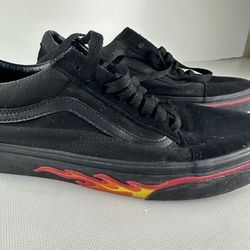 Vans Old Skool Skate Shoes Black Flame Wall “Off The Wall” Men’s Size 10