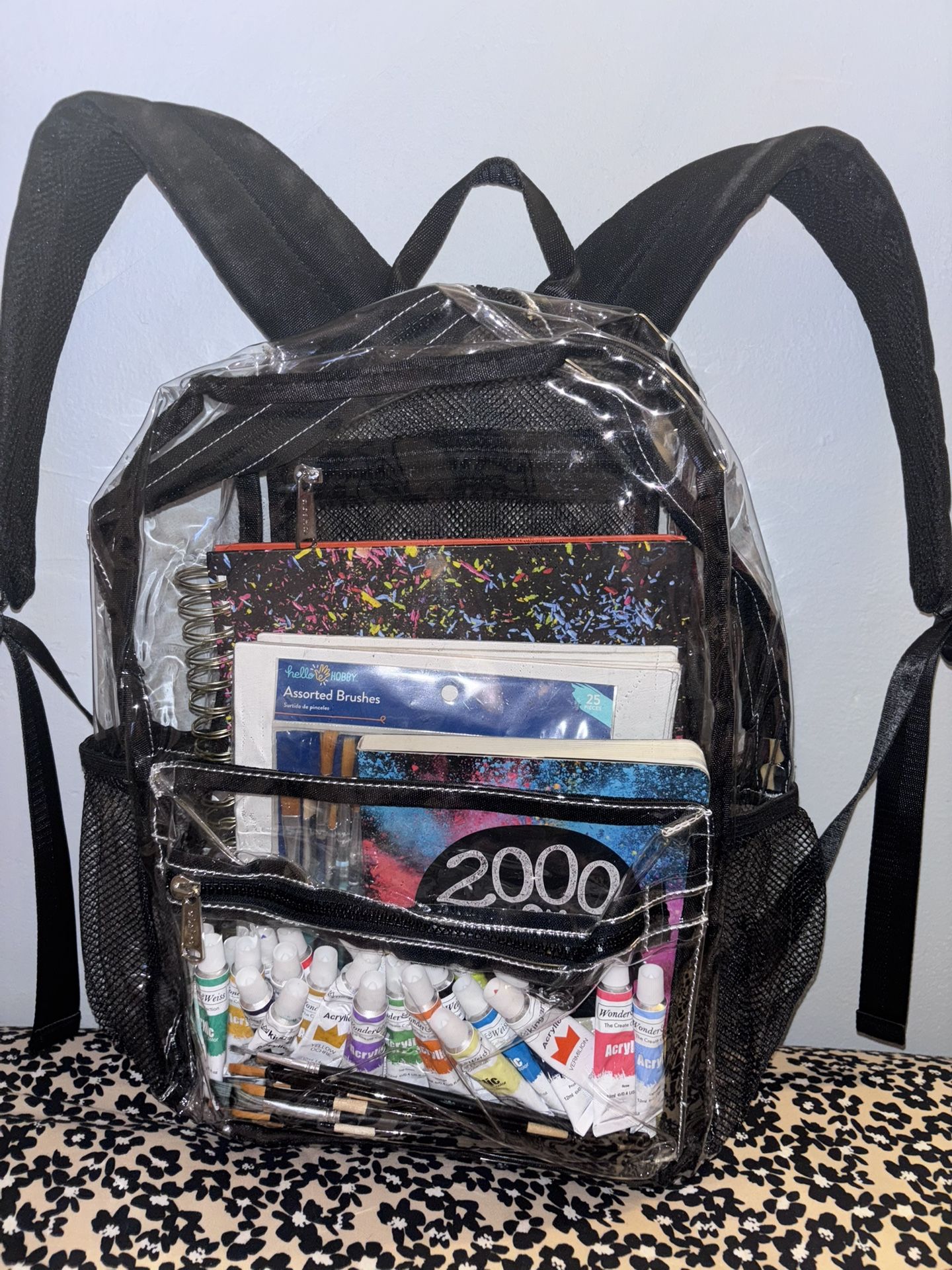 School Bag W Painting Supplies