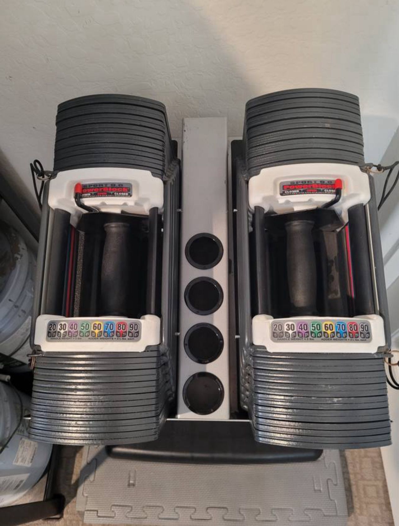 Powerblock 90lb adjustable dumbbells with stand