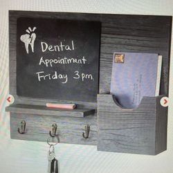 Rustic gray wood wall mounted home entryway organizer 