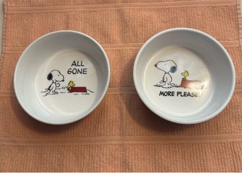 Peanuts Ceramic Dog Bowls-Pair