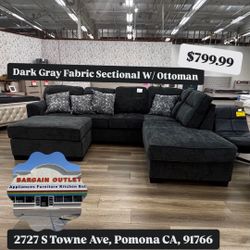 Dark Gray Sectional Sofa With Ottoman 