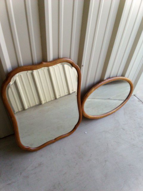 Mirrors Antique Wood Wooden Vintage Shabby Chic Beveled Edge Mirror Glass Home Decor  Oval 
