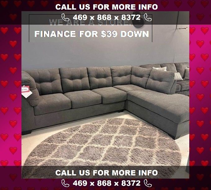 BRAND NEW 2 Pc Sectional Couch -$39 initial and take home with financing