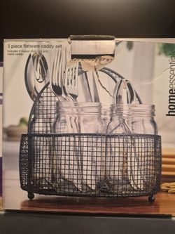 Home Essentials 5-Piece Flatware Caddy Set