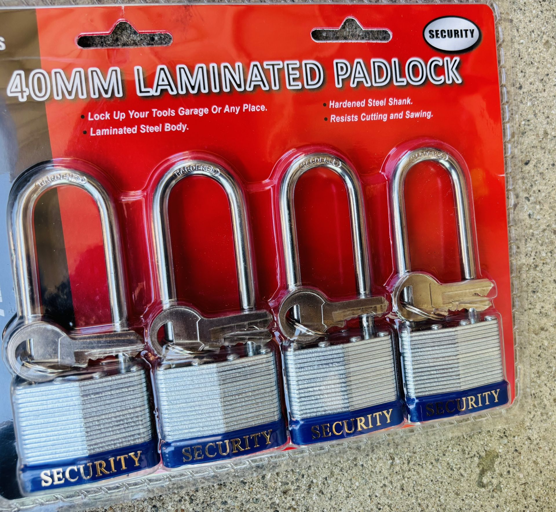 40MM Padlock Laminated with Long Shank ($4 each / $4 cada uno)