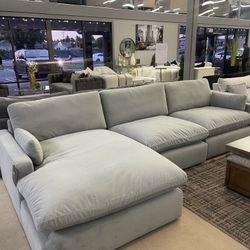 Sophie Gray Velvet Modular 3pc LAF Chaise Sectional
