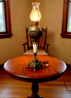 antique Miller banquet lamp, a style popular in the late 19th and early 20th century 22"