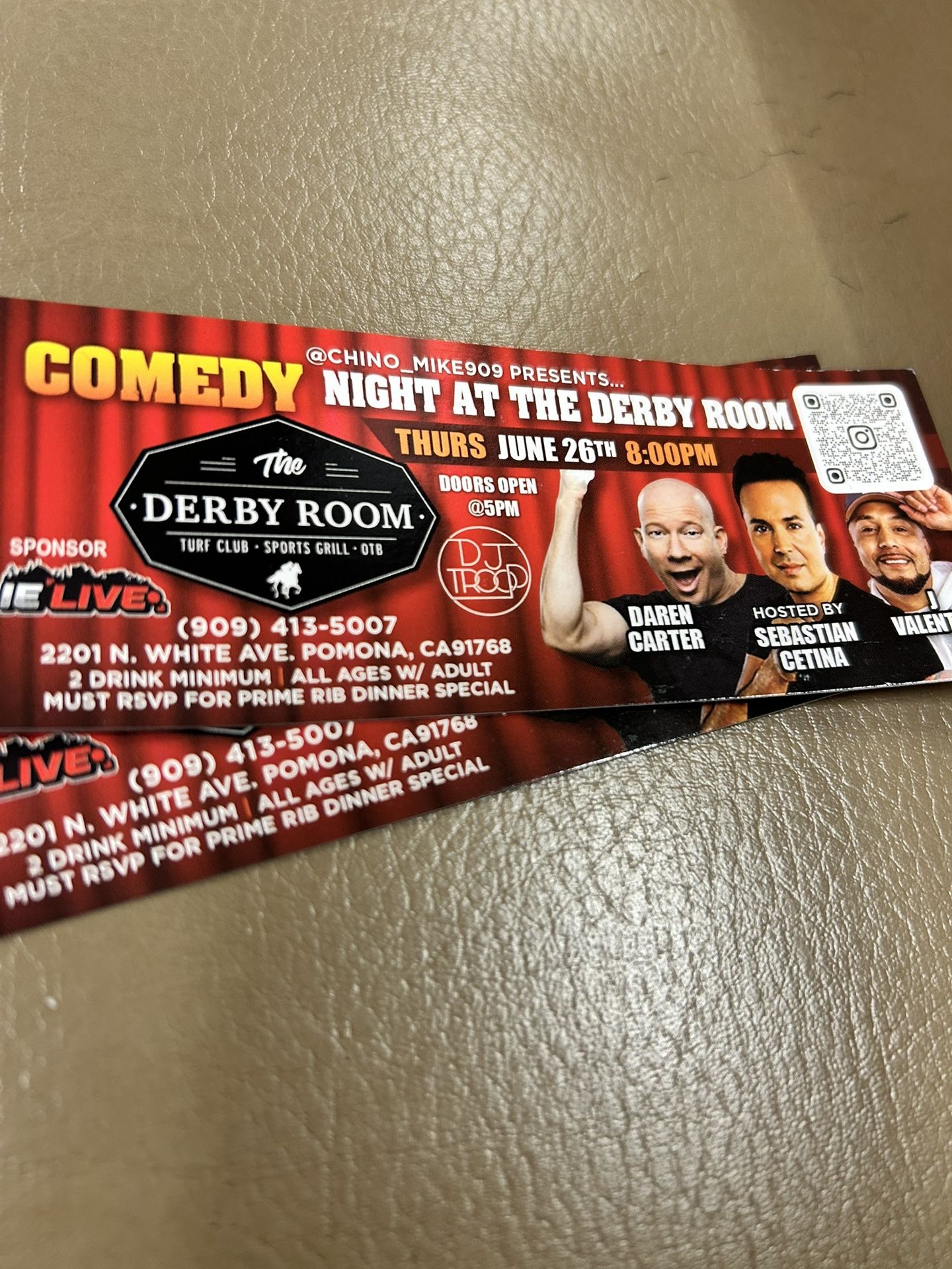 Comedy Show Tickets 🎟️ The Derby Room Pomona
