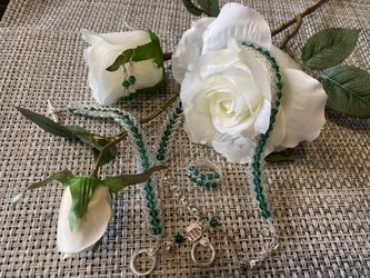 Flat spiral stitch complete set handmade jewelry.