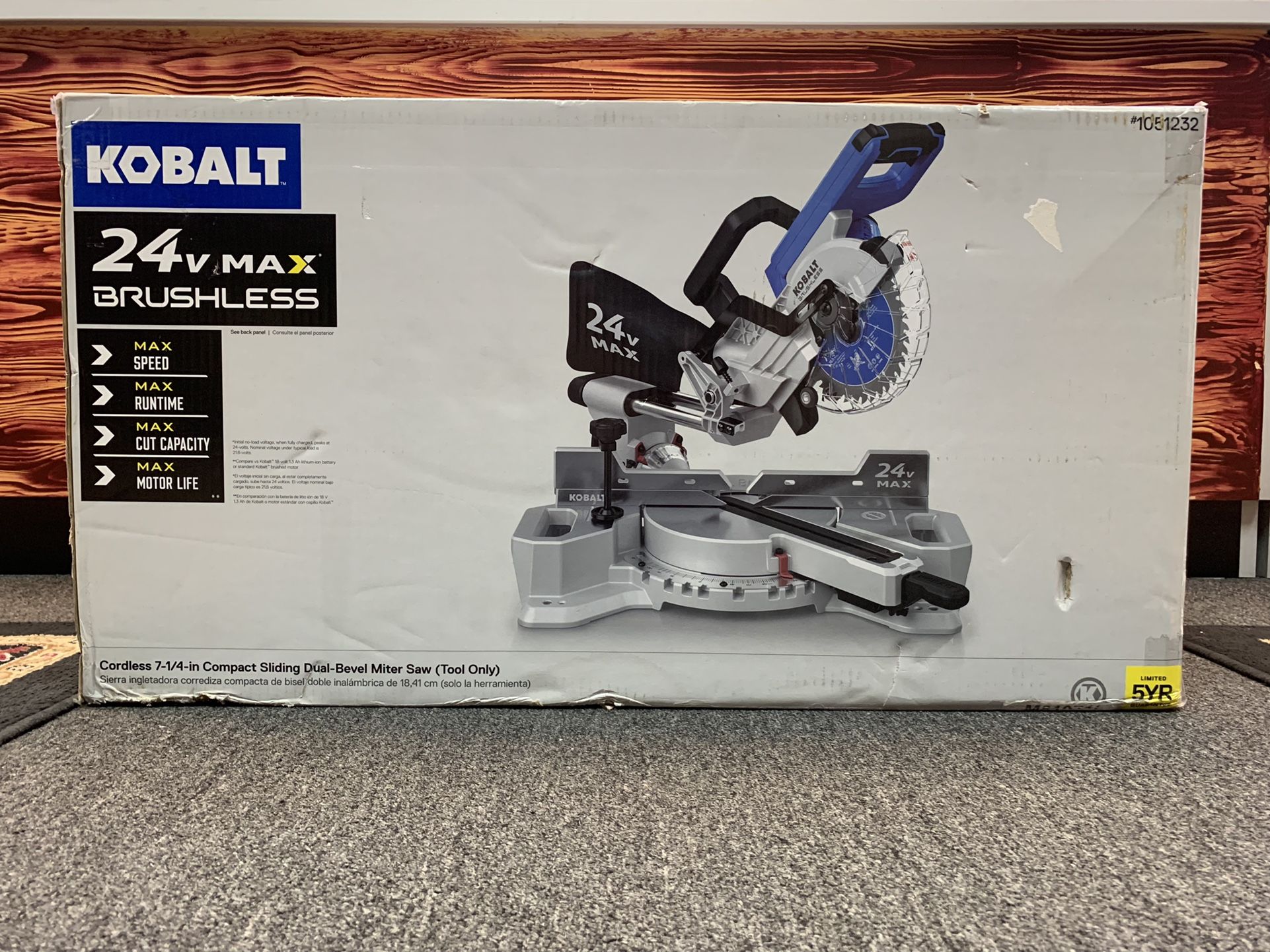 Kobalt 1051232 Cordless 7-1/4” Compact Sliding Dual-Bevel Miter Saw (TOOL ONLY)