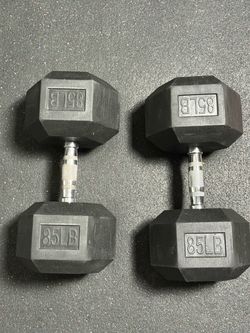 85 LB Rubber Hex Dumbbells Pair