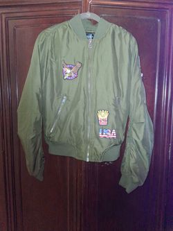 TOPSHOP  ARMY GREEN USA Windbreaker Jacket