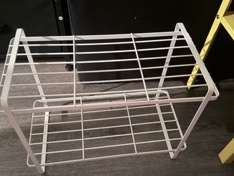 White Metal Wire Shoe Rack 2-Tier