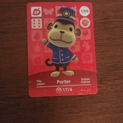 Animal Crossing Amiibo Card – Porter #109 (Authentic Nintendo)
