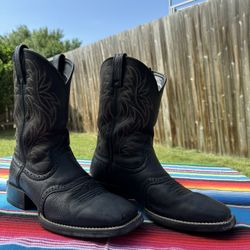 Ariat Men's Sport Black Wide Square Toe Cowboy Boots