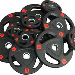 NEW 240lbs rubber Bumper weight olympic size plate set of 45/35/25/10/5 weight lifting, workout