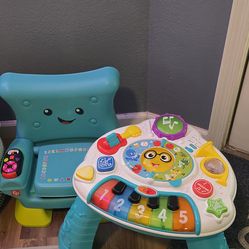 Fisher Price musical chair and Baby Einstein activity table