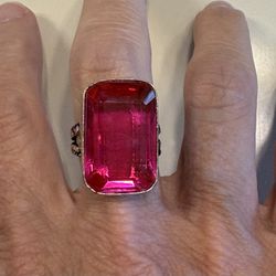 New Pink Tourmaline Sterling Silver Size 8