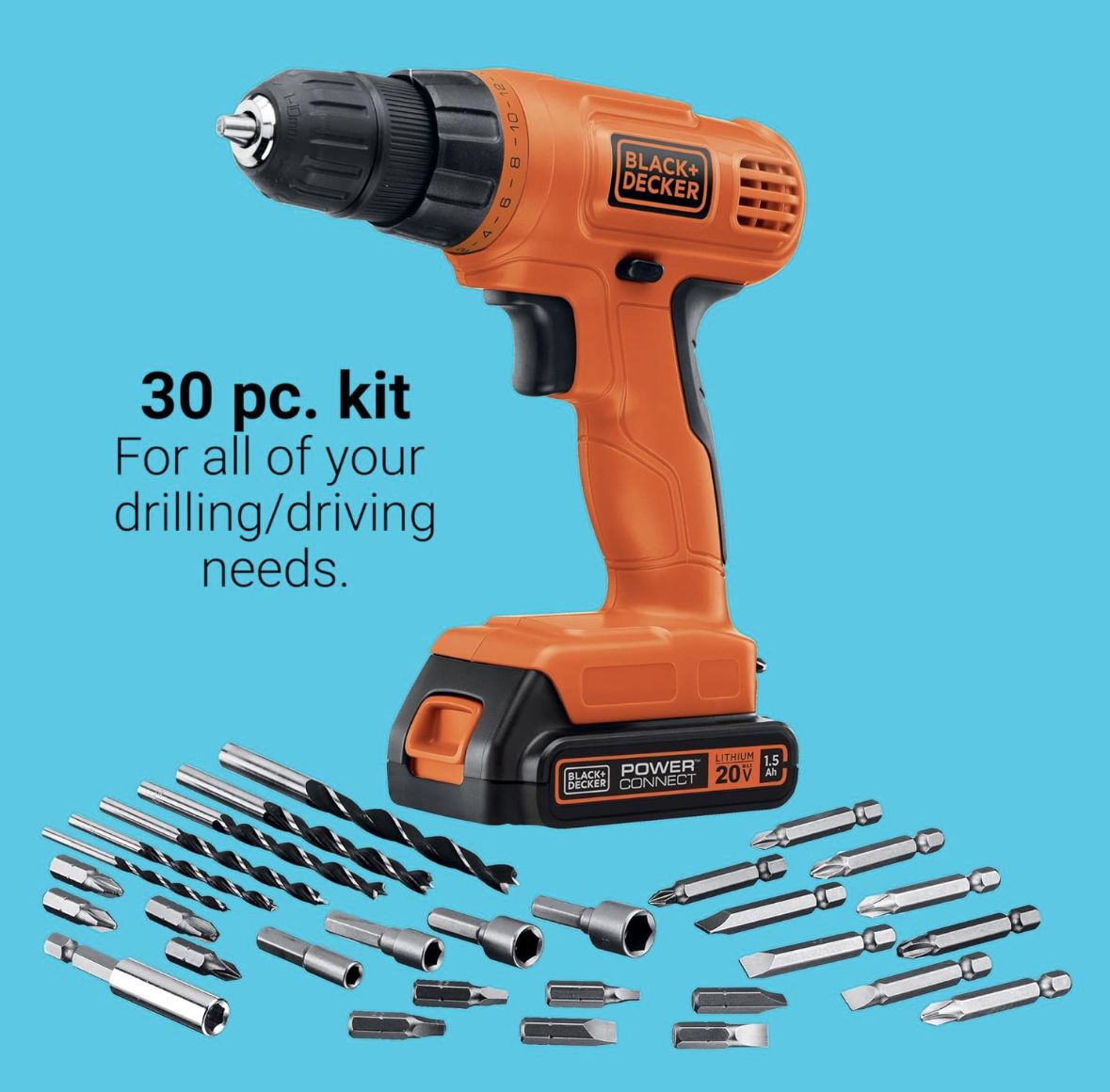 BLACK+DECKER 20V MAX* POWERECONNECT Cordless Drill/Driver + 30 pc. Kit ( LD120VA) for Sale in Queens, NY - OfferUp